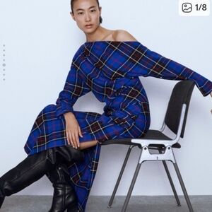ZARA NWT BLUE PLAID 2 PIECE SKIRT AND TOP SIZE XL